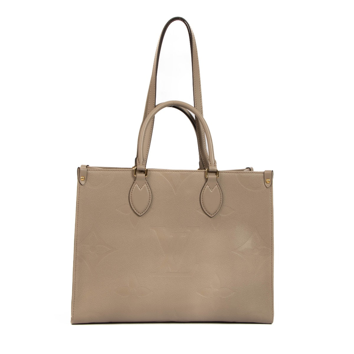 Shop safe online at Labellov in Antwerp, Brussels and Knokke this 100% authentic second hand Louis Vuitton Dune Monogram Empreinte Onthego MM Tote Bag