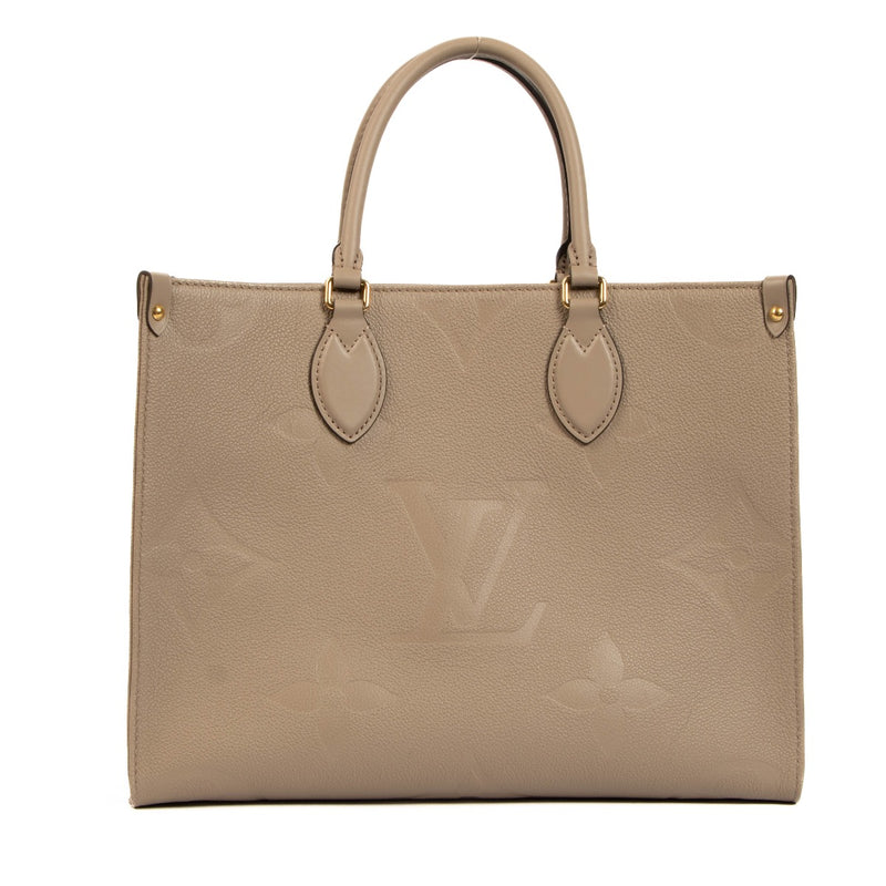 Shop safe online at Labellov in Antwerp, Brussels and Knokke this 100% authentic second hand Louis Vuitton Dune Monogram Empreinte Onthego MM Tote Bag