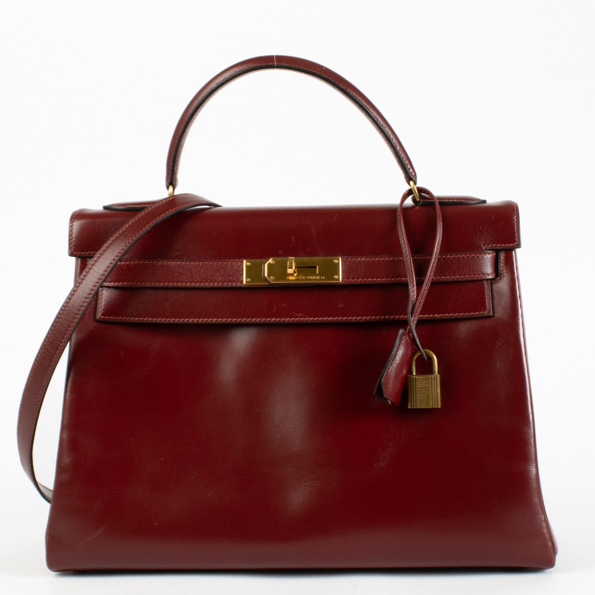 Hermès Vintage Kelly 32 Rouge H Box GHW