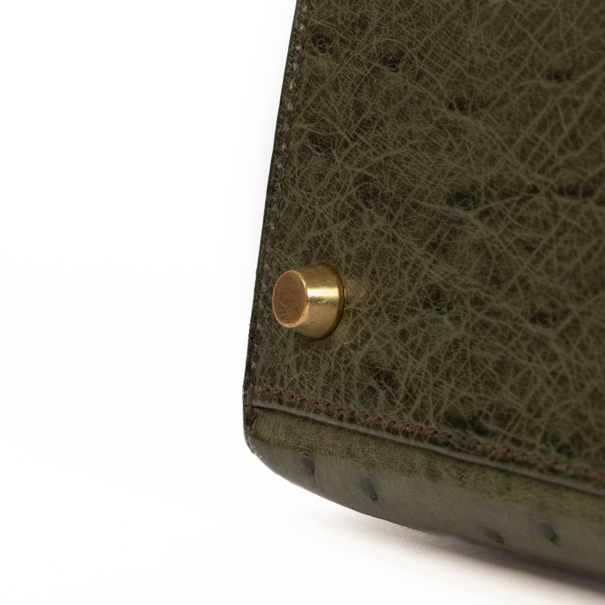 Authentic second hand vintage 1995 Hermès Kelly 32 Vert Olive Ostrich on www.labellov.com