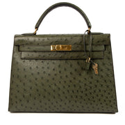 Hermès 1995 Kelly 32 Vert Olive Ostrich