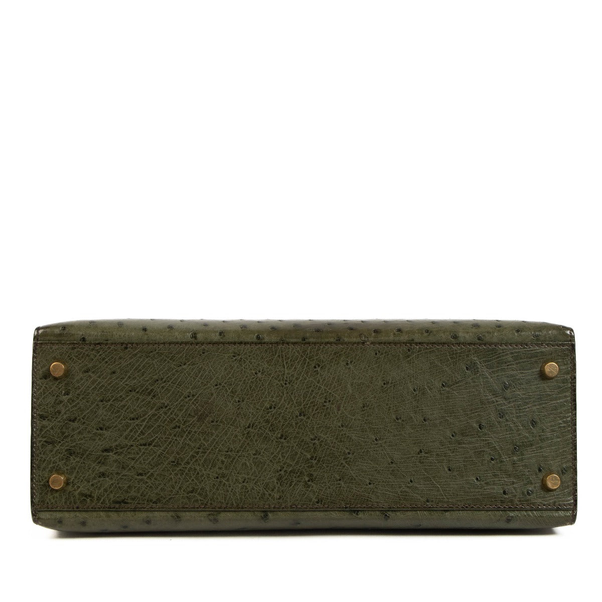 Authentic second hand vintage 1995 Hermès Kelly 32 Vert Olive Ostrich on www.labellov.com