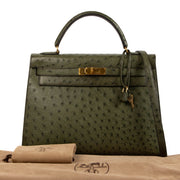 Hermès 1995 Kelly 32 Vert Olive Ostrich