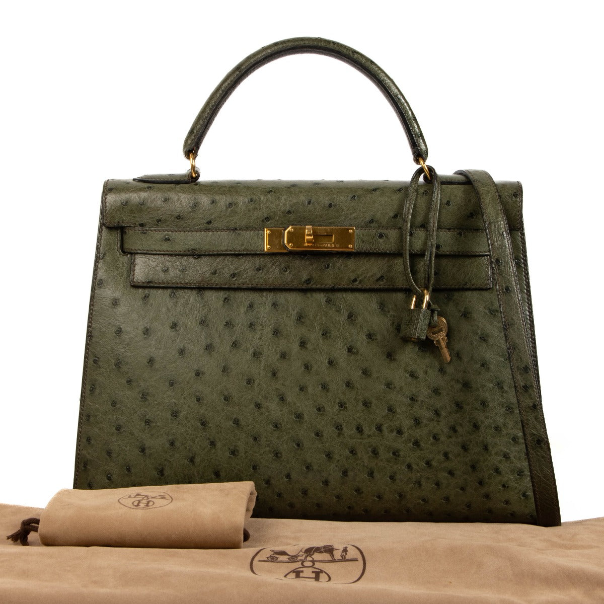 Hermès 1995 Kelly 32 Vert Olive Ostrich
