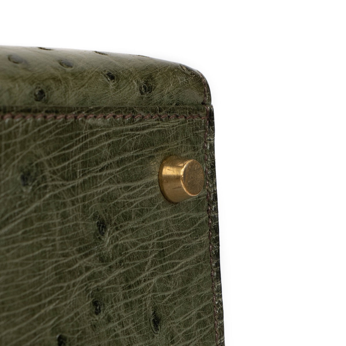 Authentic second hand vintage 1995 Hermès Kelly 32 Vert Olive Ostrich on www.labellov.com