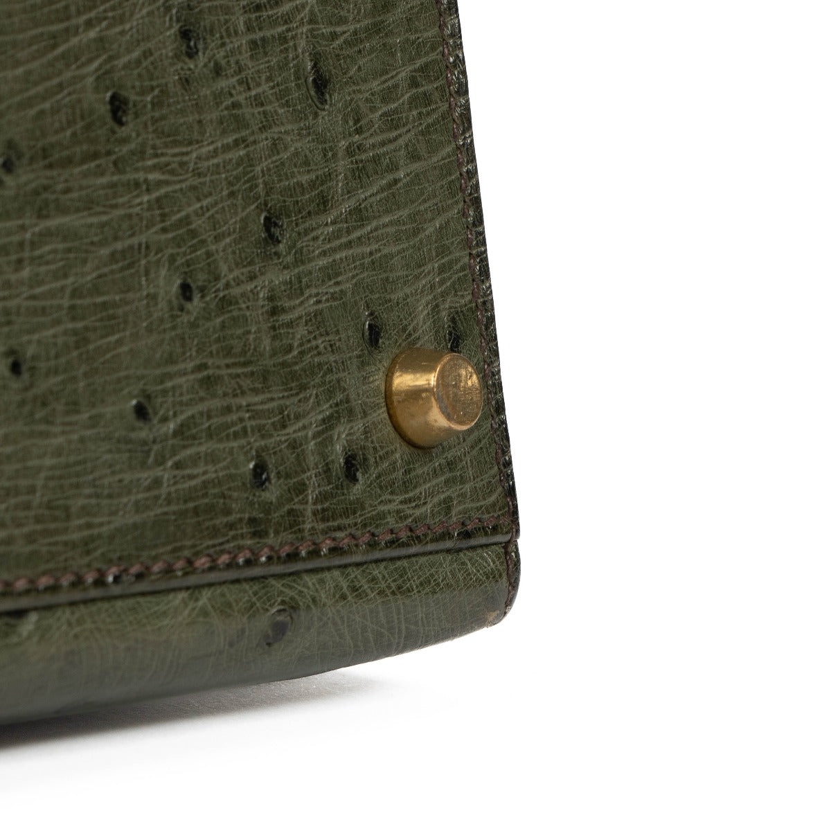 Authentic second hand vintage 1995 Hermès Kelly 32 Vert Olive Ostrich on www.labellov.com