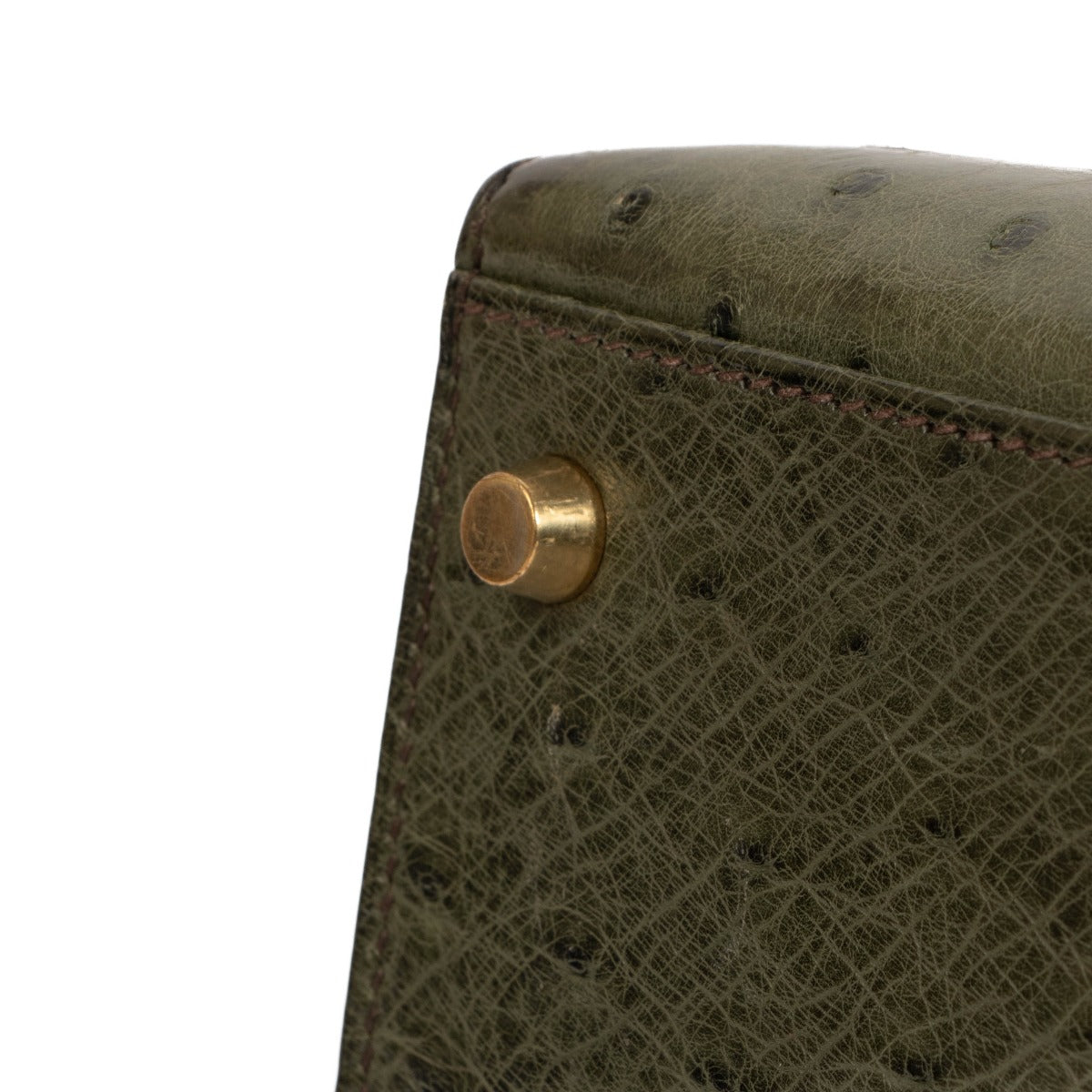 Authentic second hand vintage 1995 Hermès Kelly 32 Vert Olive Ostrich on www.labellov.com