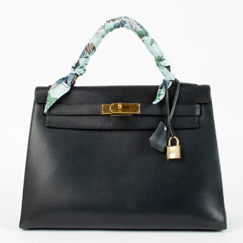 Authentic pre-loved Hermès Vintage Kelly 32 Navy Epsom GHW on Labellov.com