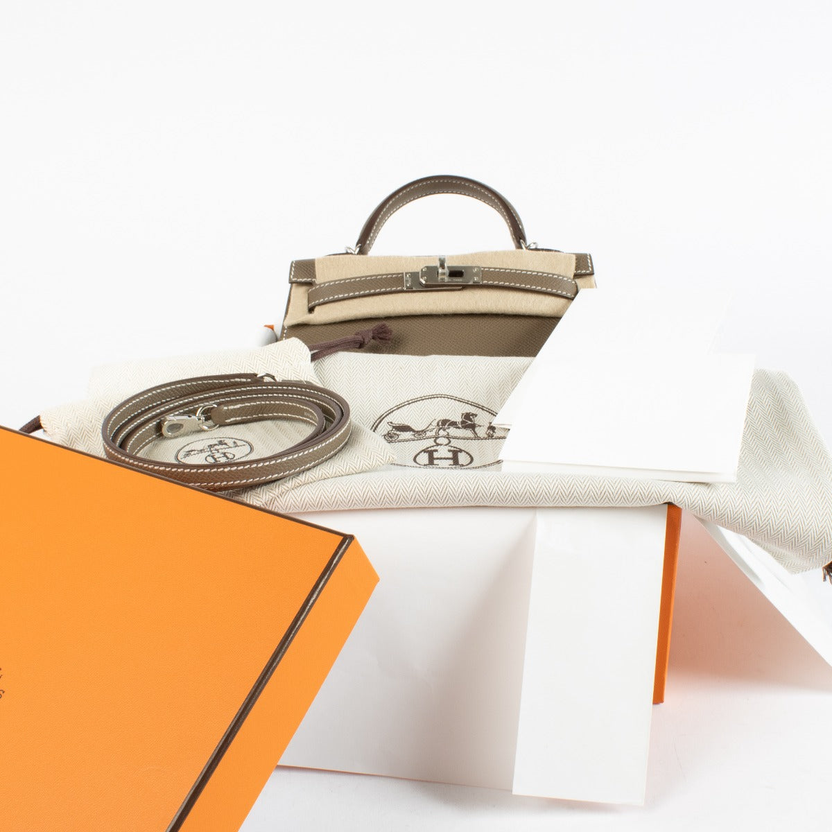 Hermès Kelly Mini II Etoupe Epsom PHW