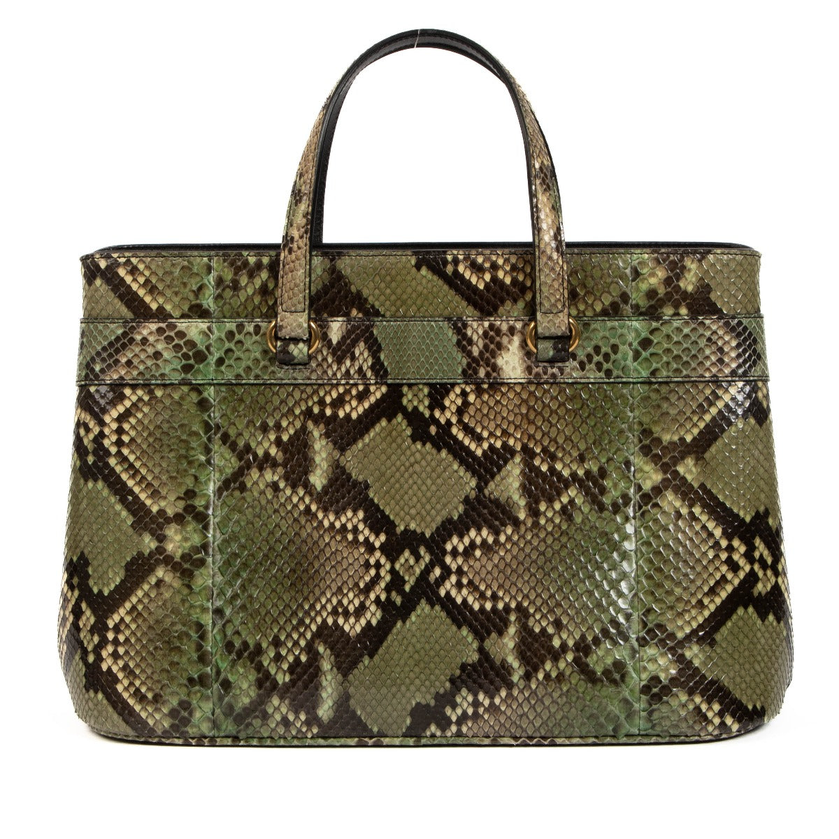 Gucci Bruine Python Horsebit Boodschappentas