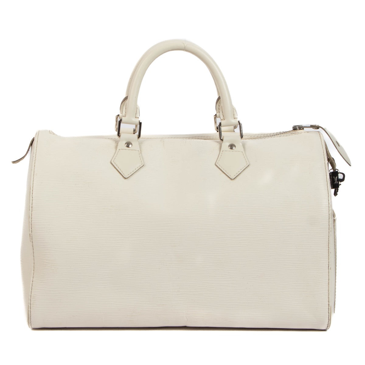 Louis Vuitton White Epi Leather Speedy 35, Louis Vuitton Speedy 35, Louis Vuitton Speedy, Louis Vuitton Epi, Epi speedy, Speedy 35, Speedy handbag, Louis Vuitton, Louis Vuitton Paris, Labellov, Preloved, Vintage