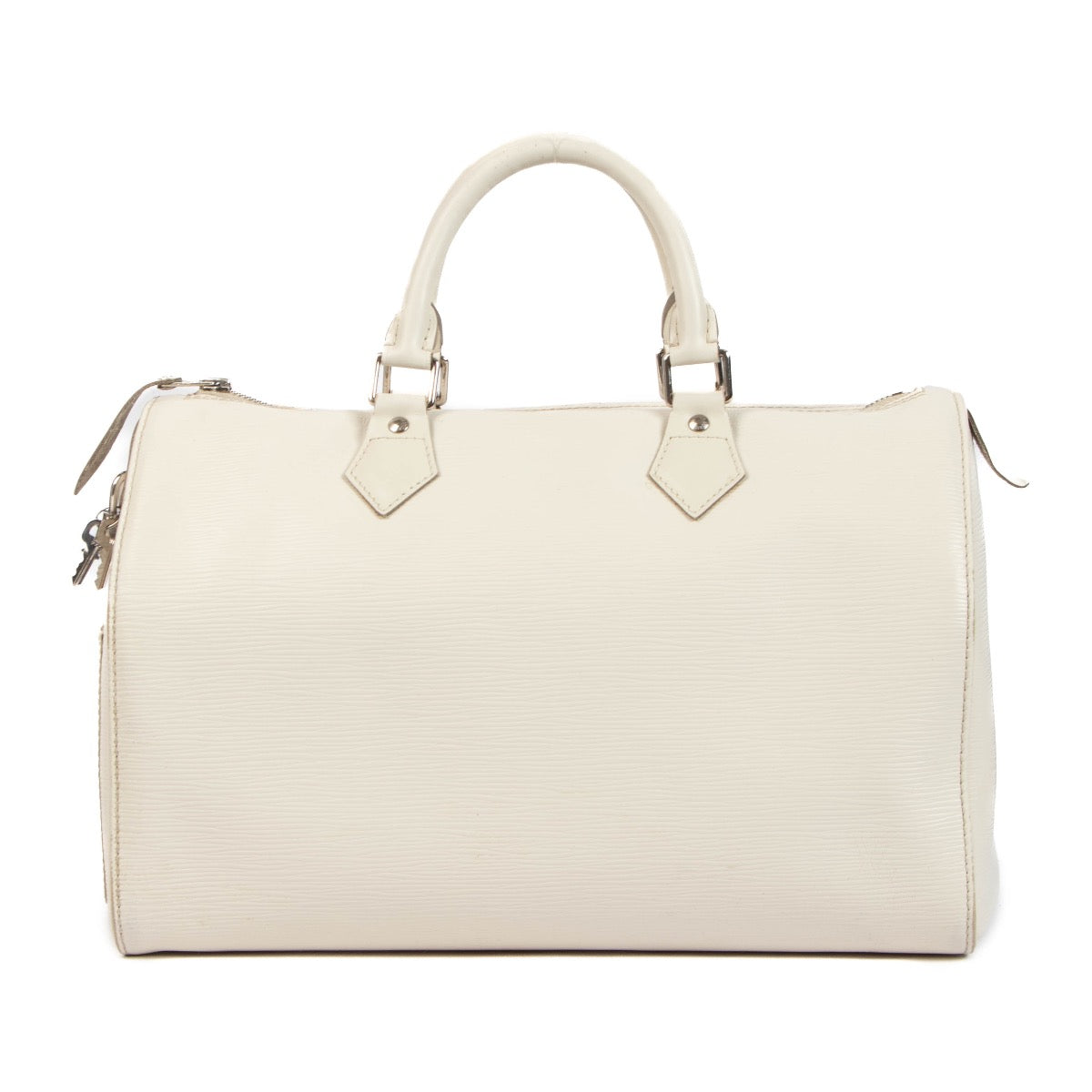 Louis Vuitton White Epi Leather Speedy 35, Louis Vuitton Speedy 35, Louis Vuitton Speedy, Louis Vuitton Epi, Epi speedy, Speedy 35, Speedy handbag, Louis Vuitton, Louis Vuitton Paris, Labellov, Preloved, Vintage