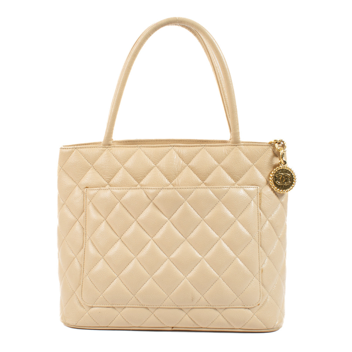 Chanel Beige Caviar Leather Medaillon Shopping Bag