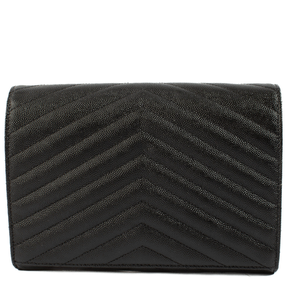 Pochette Saint Laurent noire en cuir grainé Cassandre