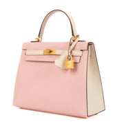 Hermès Kelly 25 HSS Rose Sakura/Nata Chèvre Mysore Brushed Gold Hardware