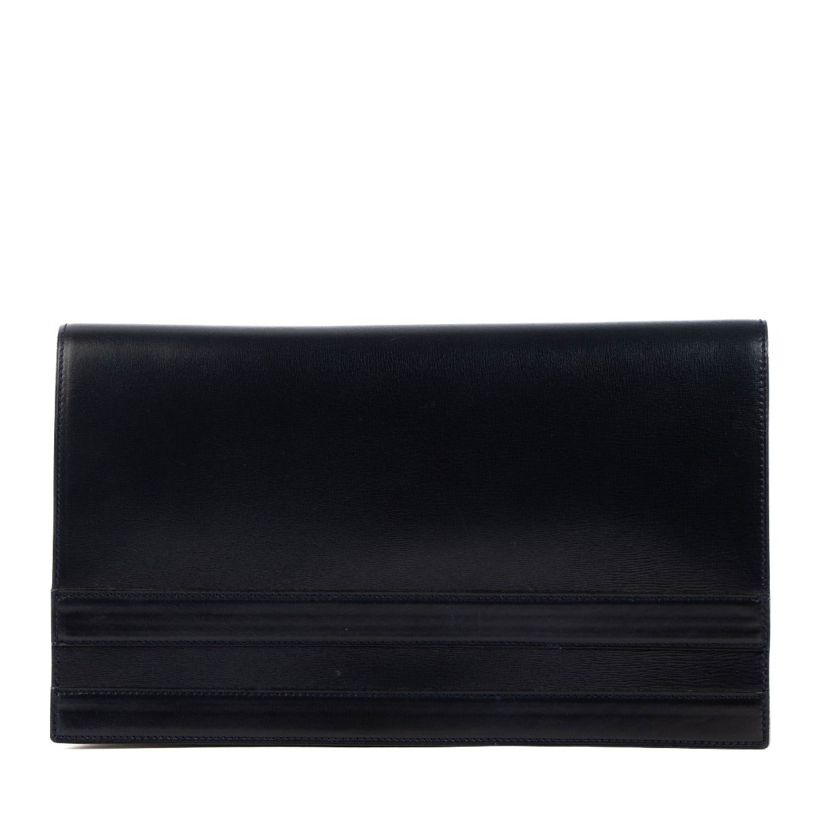 Delvaux 1970s Marine Blue Box Calf Clutch