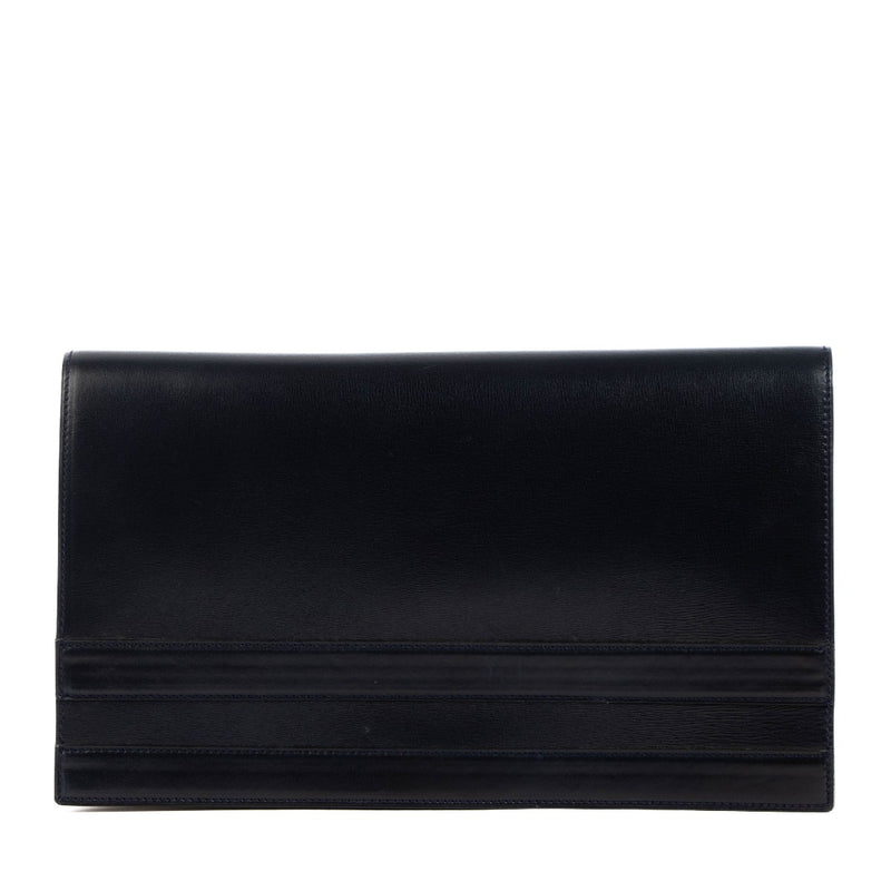 Delvaux 1970s Marine Blue Box Calf Clutch