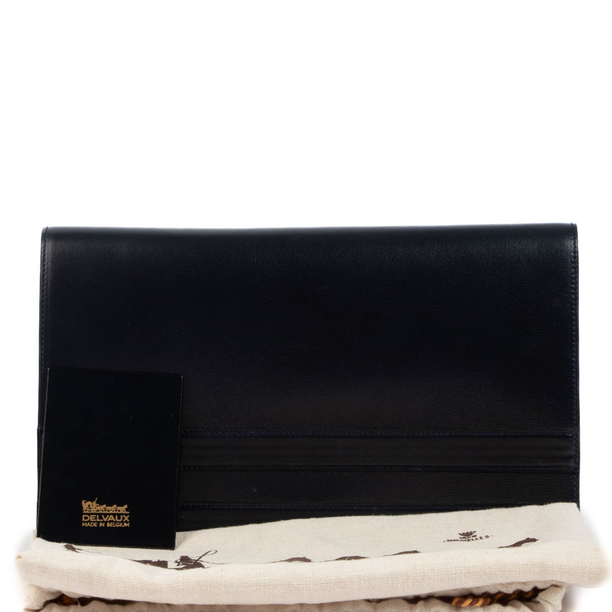 Pochette Delvaux en veau box bleu marine, années 1970