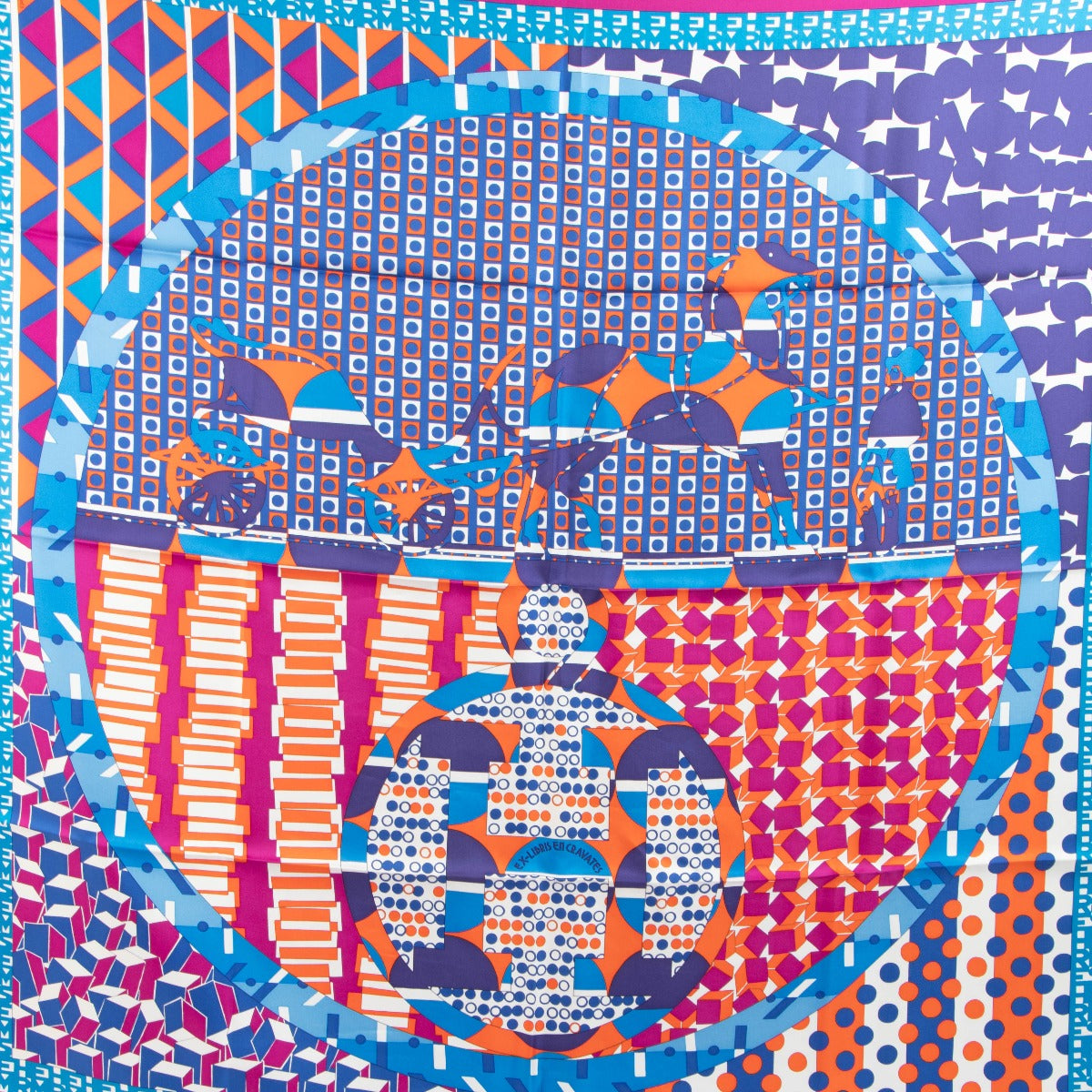 Hermès Ex-Libris en Cravates Silk 90 Scarf