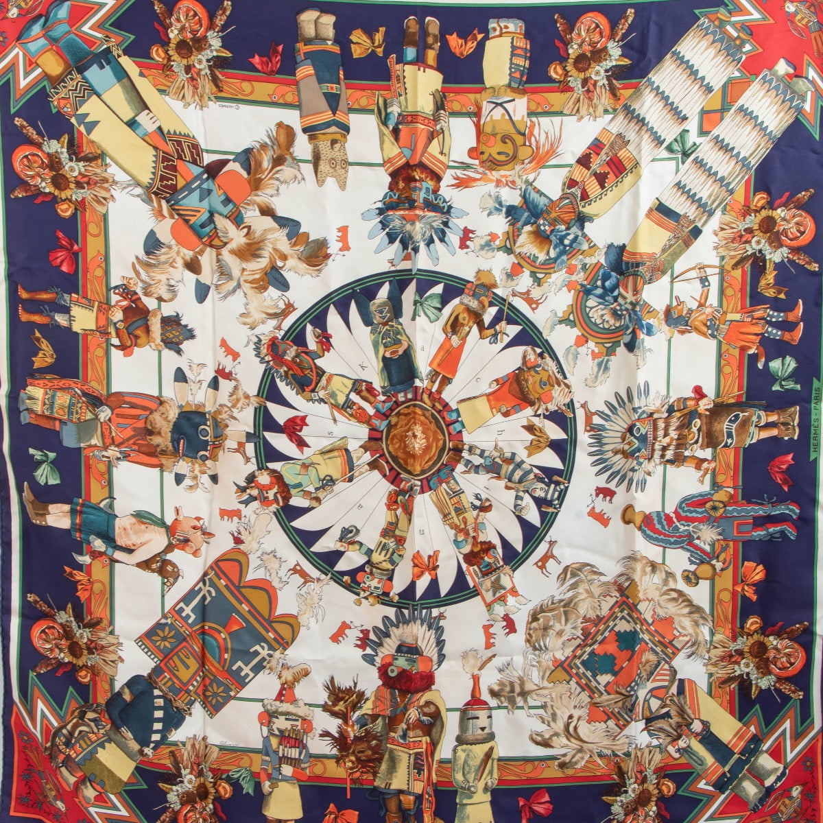 shop 100% authentic second hand Hermès Kachinas Silk Scarf on Labellov.com