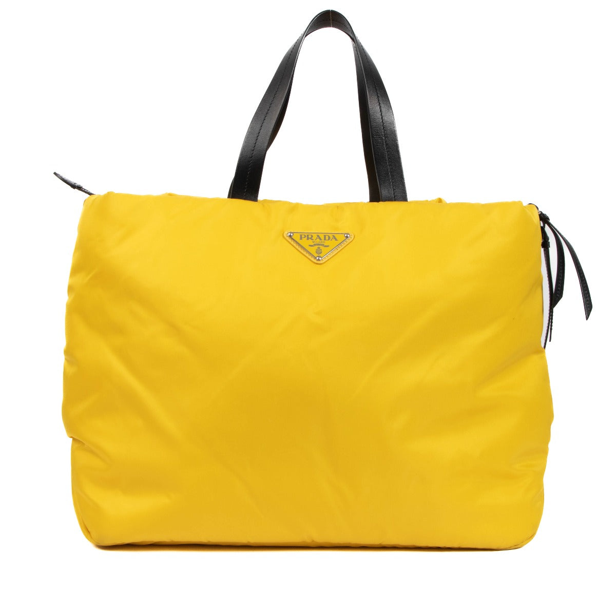 Prada Yellow Padded Nylon Medium Tote Bag