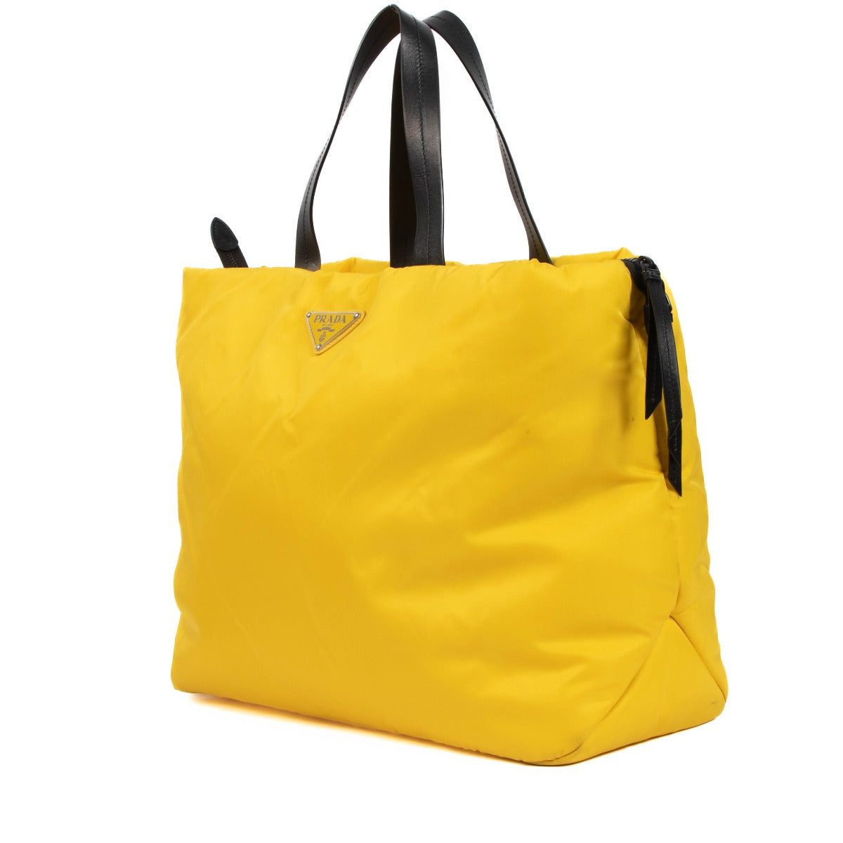 Prada Yellow Padded Nylon Medium Tote Bag