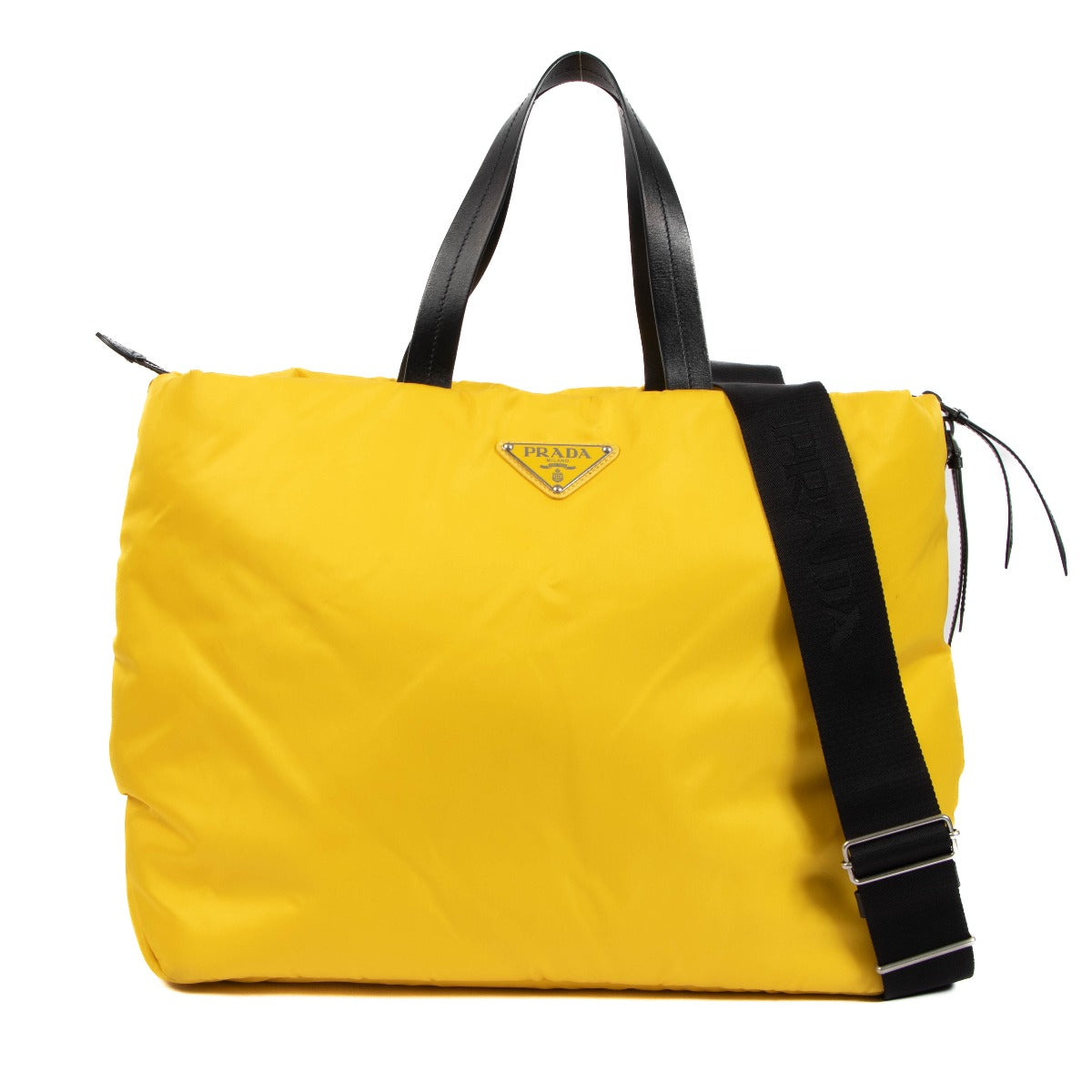 Prada Yellow Padded Nylon Medium Tote Bag