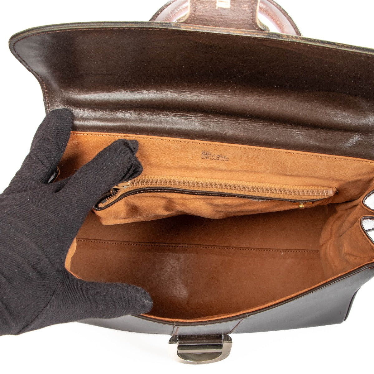 Delvaux 1970s Brown Box Calf Brillant MM