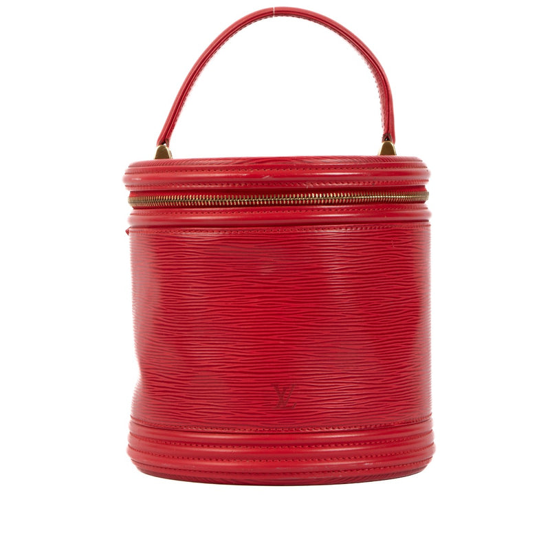 Buy a verified second-hand Louis Vuitton Red Epi Leather Vanity Case Cannes Bag in good condition at Labellov Antwerp, Brussels, Knokke
