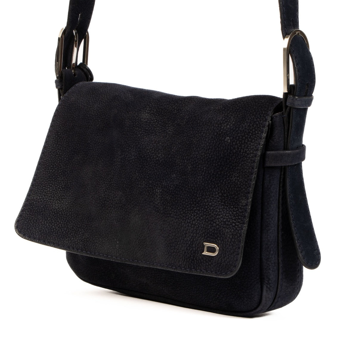 Shop safe online at labellov in Antwerp, Brussels and Knokke this 100% authentic second hand Delvaux Navy Blue Nubuck Crossbody