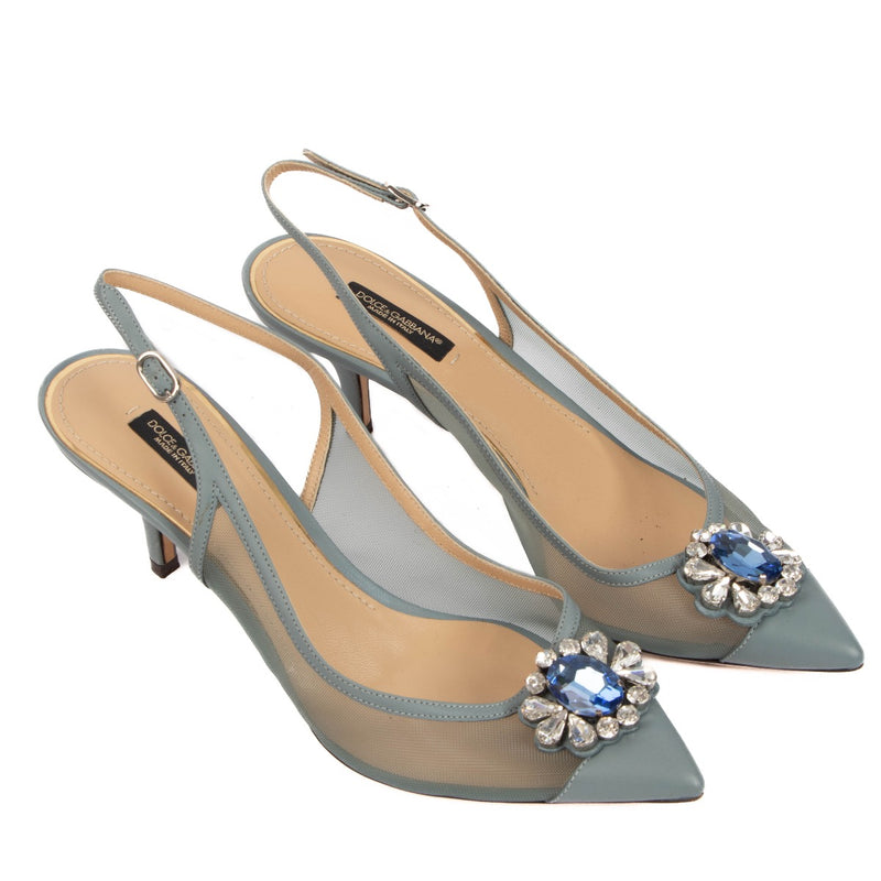 Dolce & Gabbana Blue Mesh Slingback Heels, Dolce & Gabbana Heels, Dolce & Gabbana Blue Slingback Heels, Dolce & Gabbana Mesh Slingback Heels, Dolce & Gabbana, Dolce & Gabbana Milano, Dolce & Gabbana Slingback, Labellov, Preloved, Antwerp
