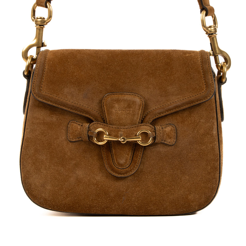 Gucci Suede Leather Lady Web Crossbody Bag for the best price at Labellov secondhand luxury in Antwerp