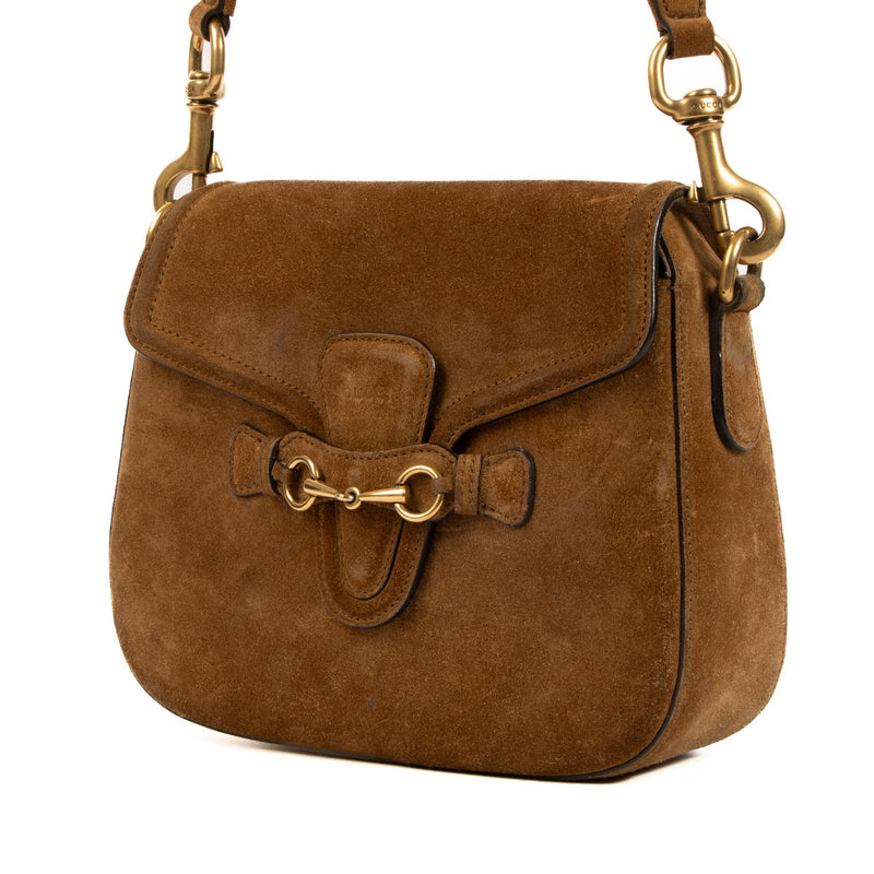 Gucci Suede Leather Lady Web Crossbody Bag