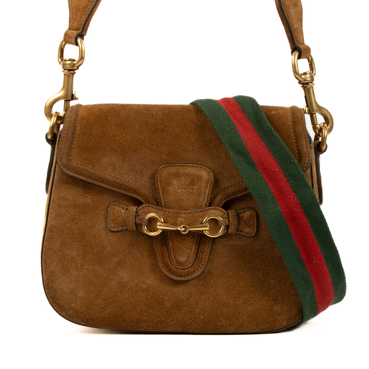 Gucci Suede Leather Lady Web Crossbody Bag for the best price at Labellov secondhand luxury