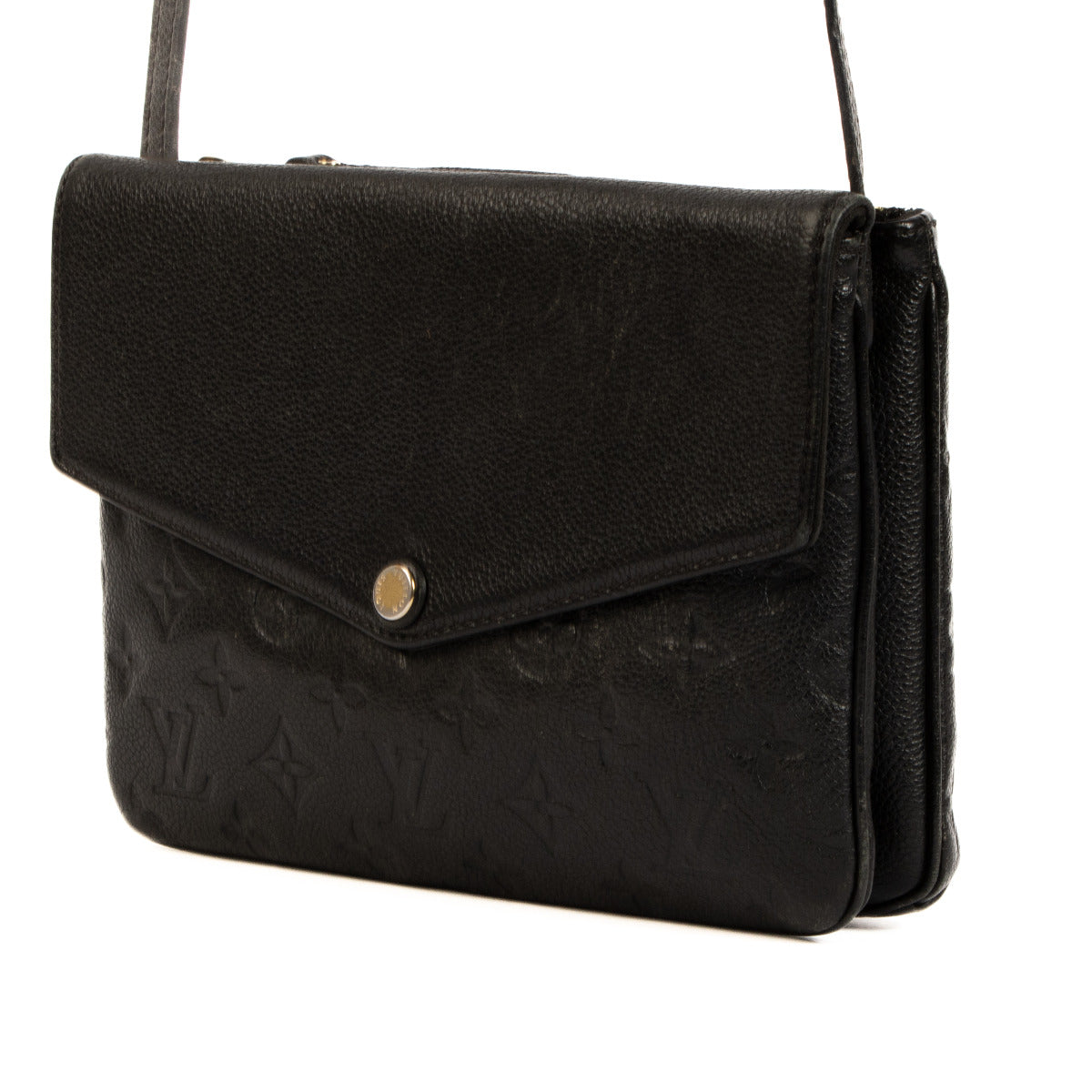 Louis Vuitton Zwarte Monogram Empreinte Leren Twice Crossbody Tas