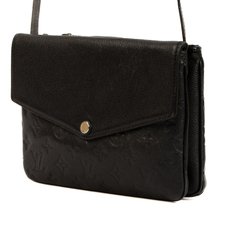 Louis Vuitton Black Monogram Empreinte Leather Twice Crossbody Bag