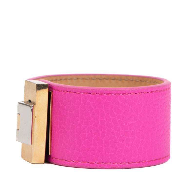 Balenciaga Hot Pink Leather Cuff Bracelet