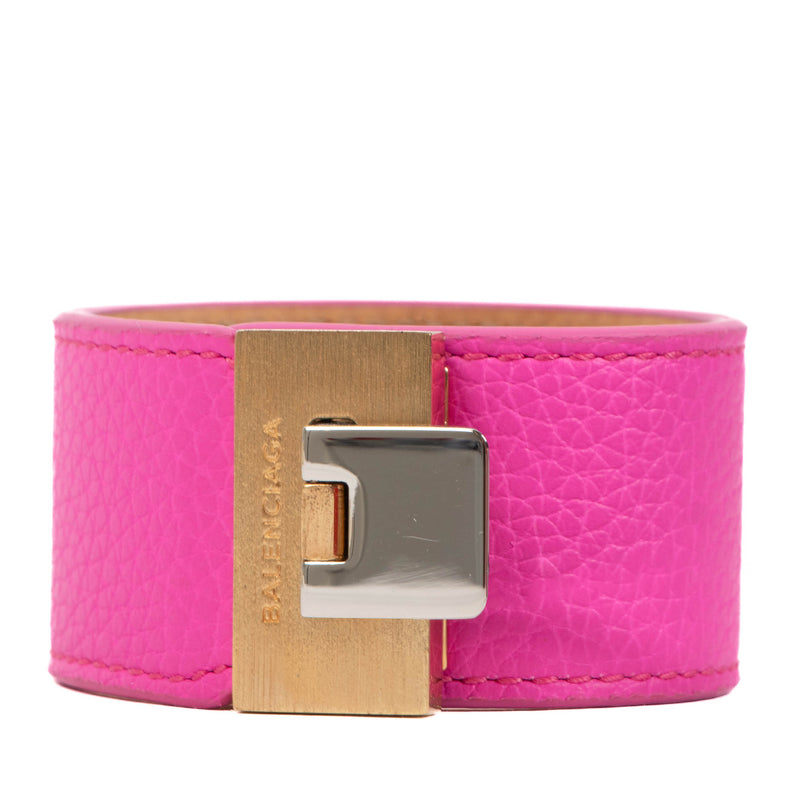 Balenciaga Hot Pink Leather Cuff Bracelet