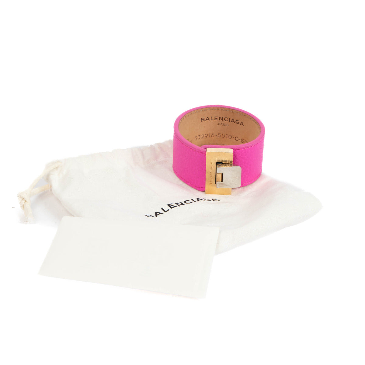 Balenciaga Hot Pink Leather Cuff Bracelet