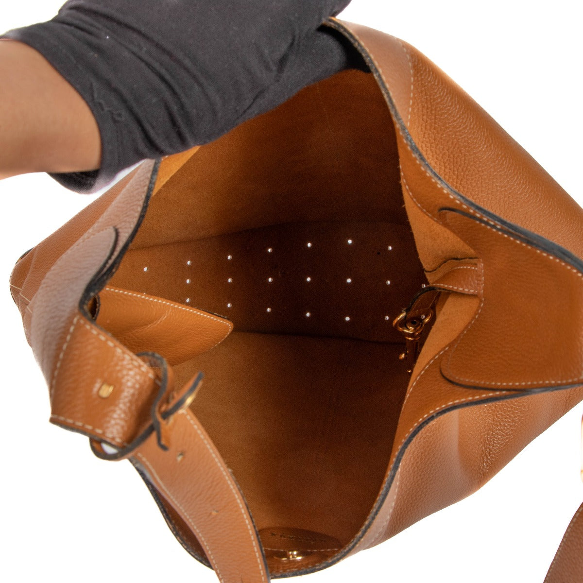 Delvaux Cognac Trotteur Satan Bag