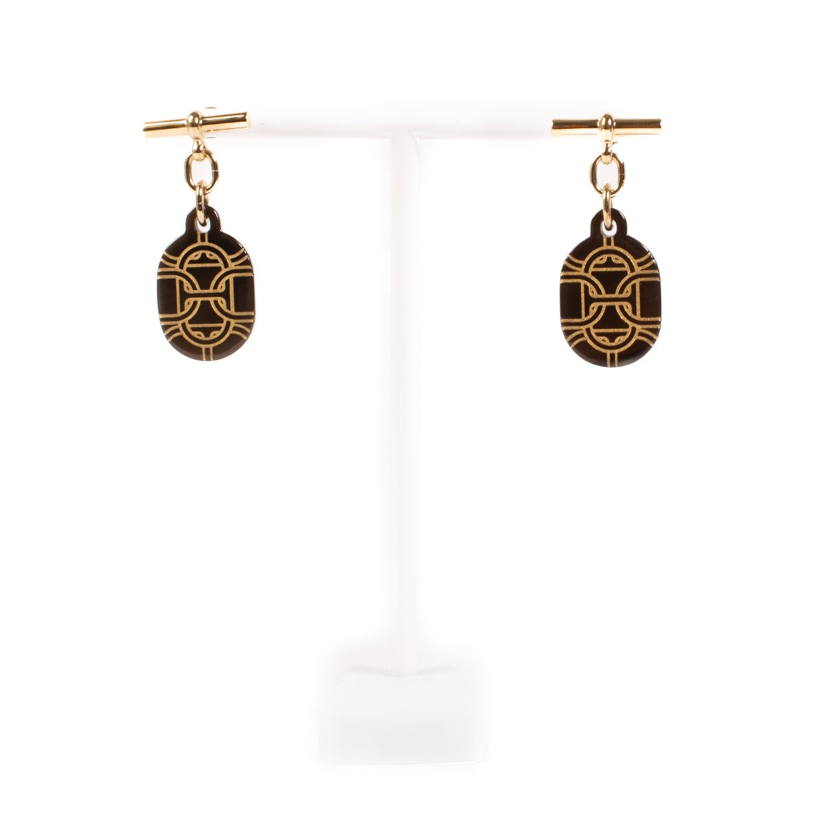shop 100% authentic second hand Hermès Buffalo Horn Chain D'ancre Earrings on Labellov.com