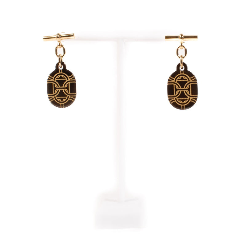 shop 100% authentic second hand Hermès Buffalo Horn Chain D'ancre Earrings on Labellov.com