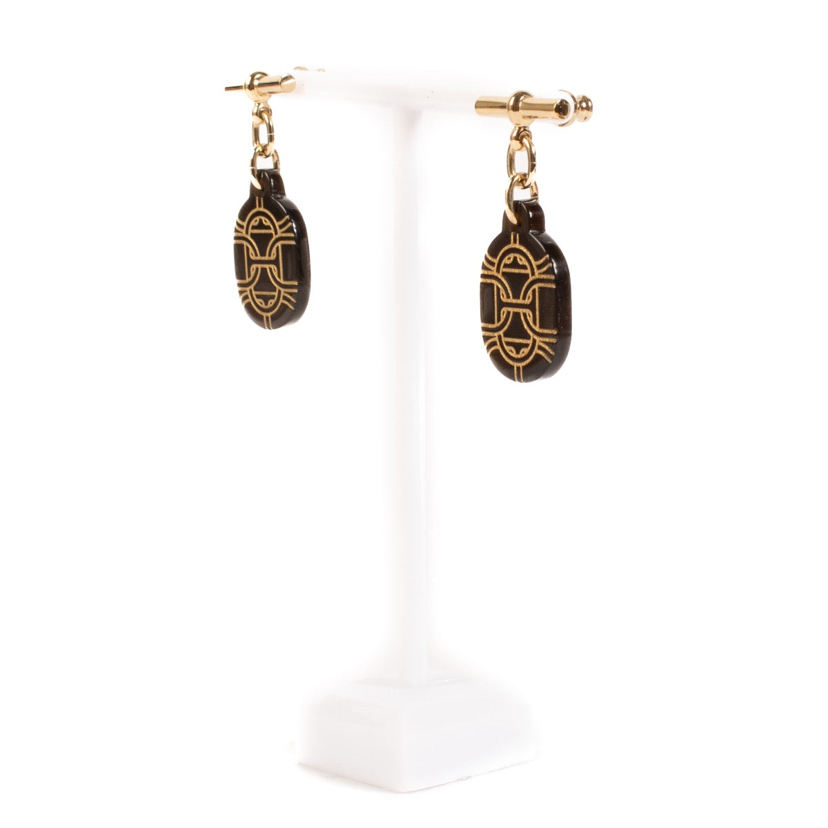 shop 100% authentic second hand Hermès Buffalo Horn Chain D'ancre Earrings on Labellov.com