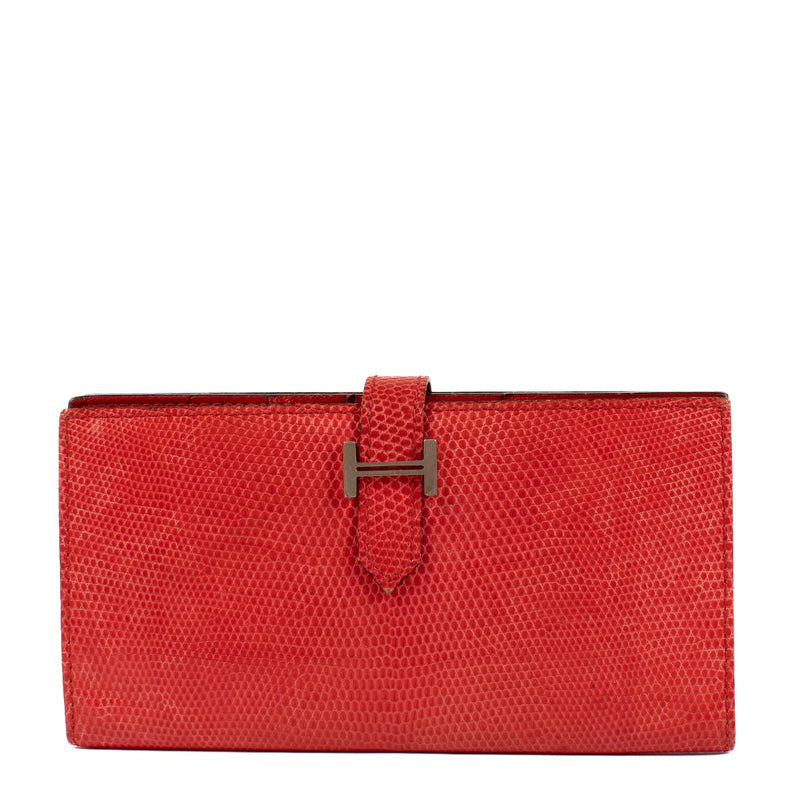 Shop safe online at Labellov in Antwerp, Brussels and Knokke this 100% authentic second hand Hermès Bougainville Lizard Bearn Wallet