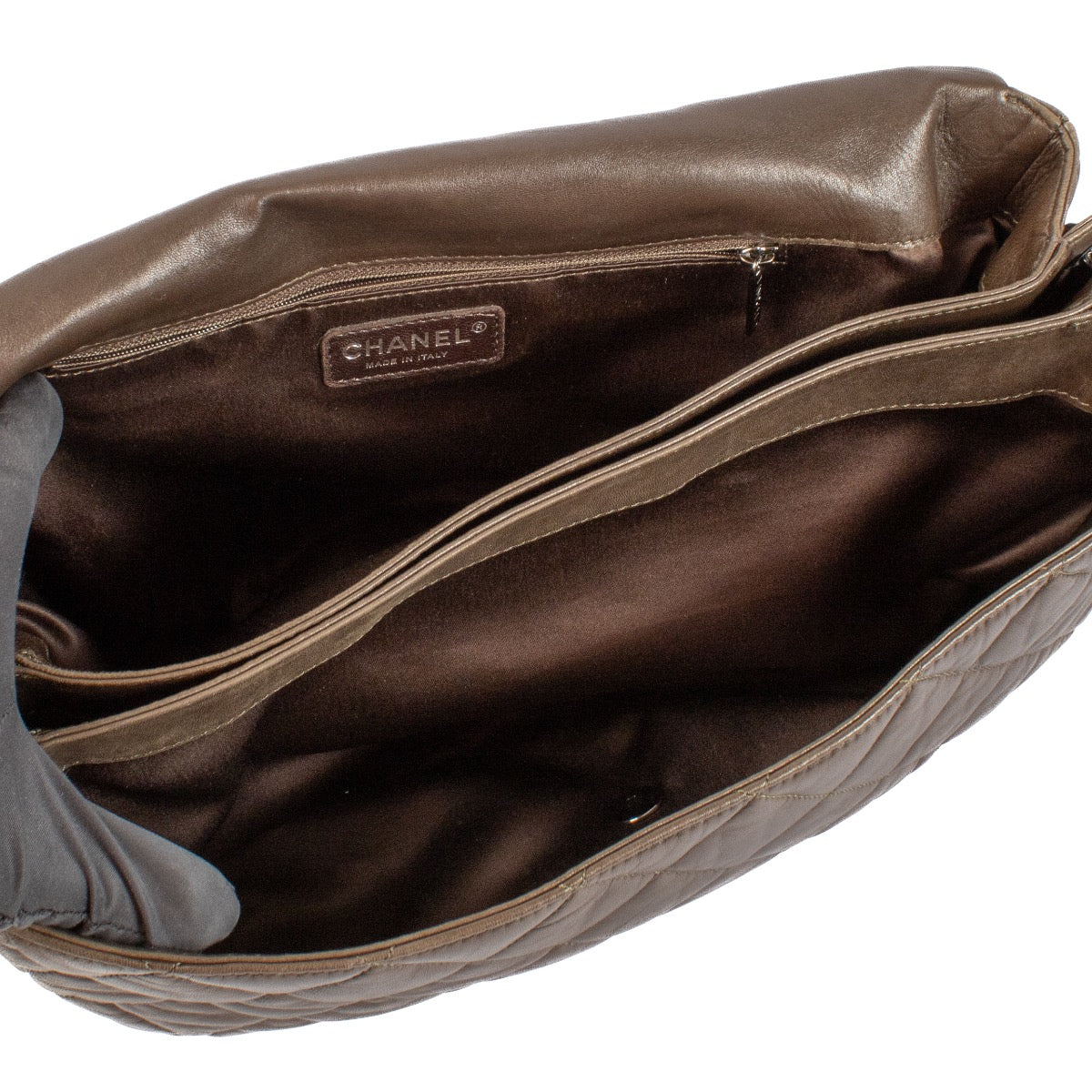 shop 100% authentic second hand Chanel Khaki Lambskin Accordion Flap Bag on Labellov.com
