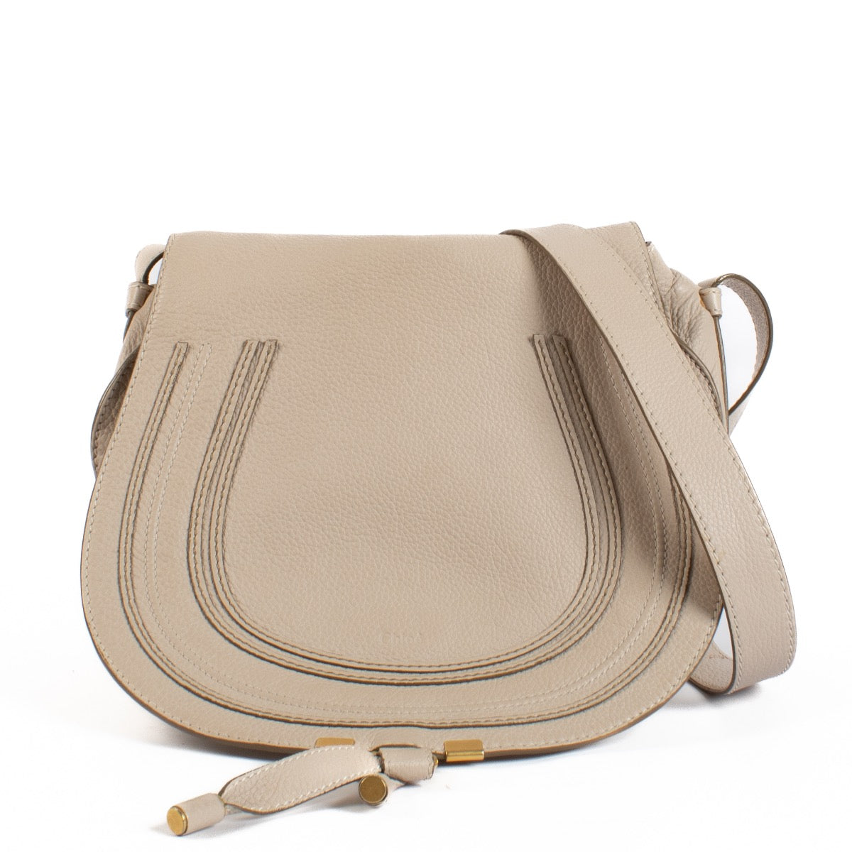 shop 100% authentic second hand Chloé Cement Pink Leather Marcie Medium Saddle Bag on Labellov.com