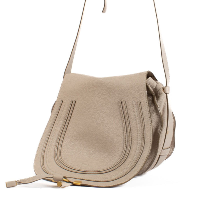 shop 100% authentic second hand Chloé Cement Pink Leather Marcie Medium Saddle Bag on Labellov.com