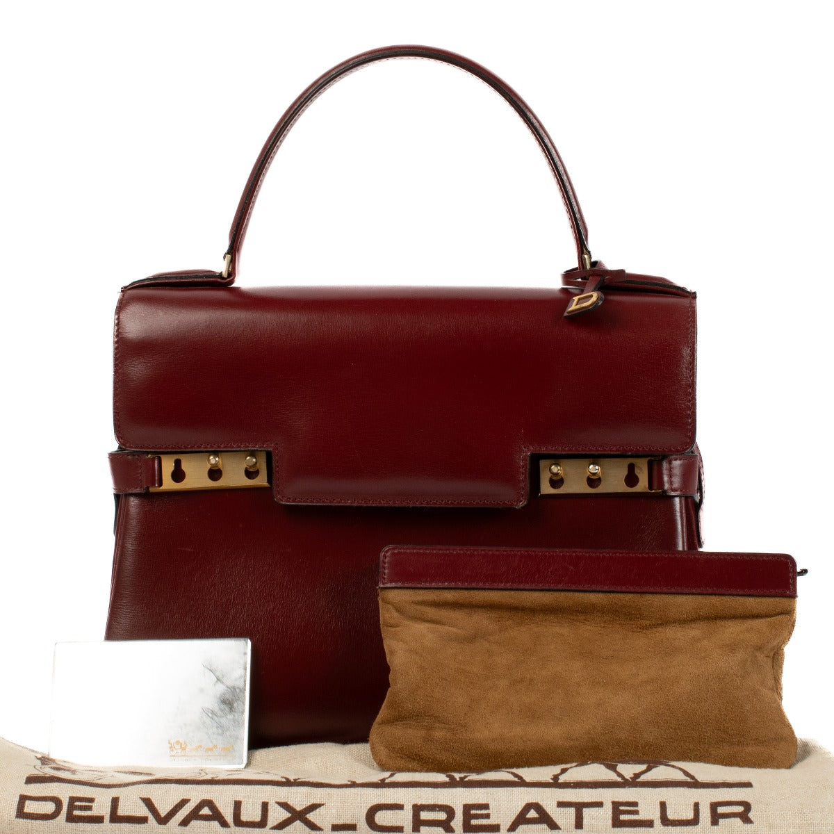 Delvaux Burgundy Box Calf Tempête MM