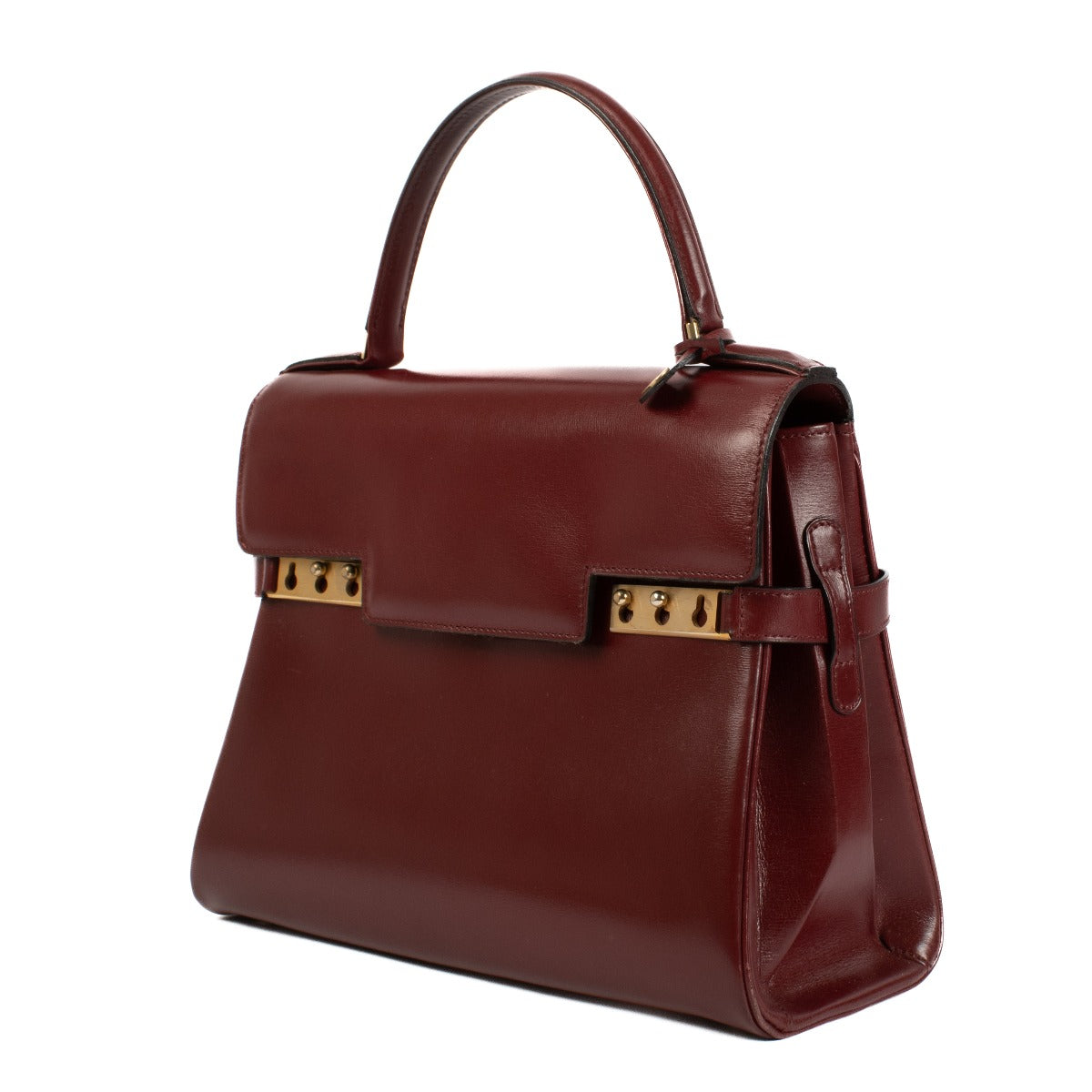 Delvaux 1970s Burgundy Box Calf Tempête MM Bag