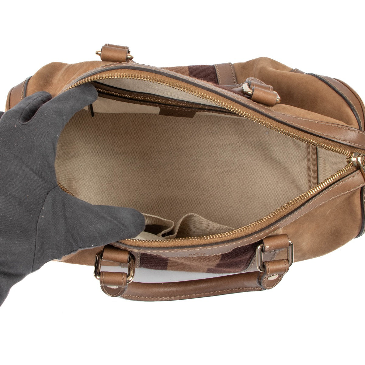 Gucci Brown Vintage Web Boston Top Handle